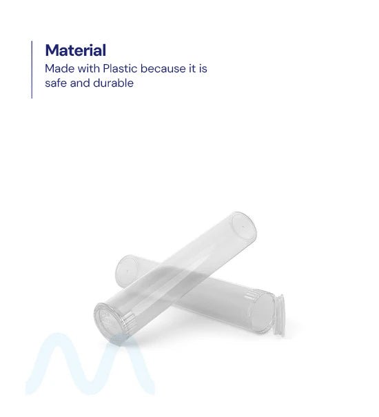 Child Resistant | Pop Top Plastic Pre - Roll Tubes | 78mm - Clear - 1200 Count - 6