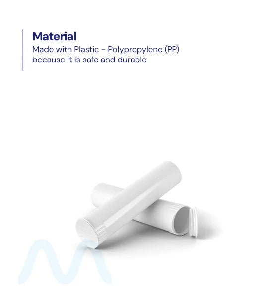 Child Resistant | Pop Top Opaque Plastic Pre - Roll Tubes | 80mm - White - 1000 Count - 8