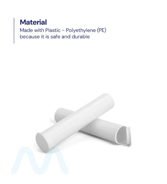 Child Resistant | Pop Top Opaque Plastic Pre - Roll Tubes (Open) | 98mm - White - 1000 Count - 9