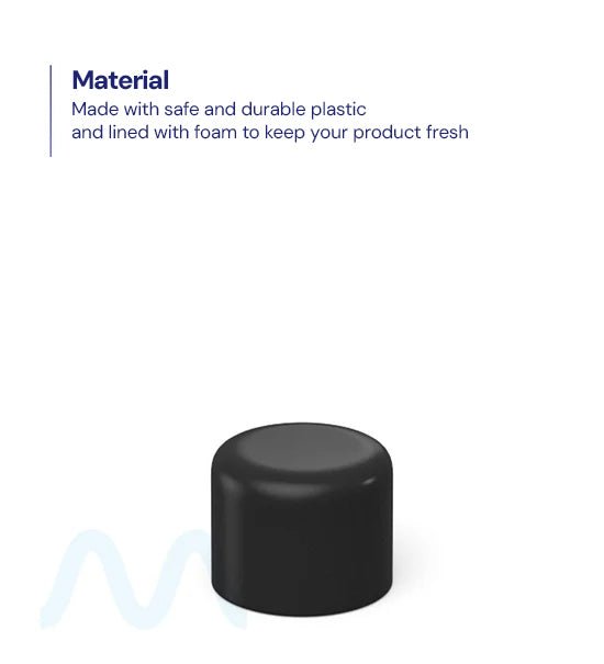 Child Resistant Dome Push Down & Turn Plastic PCR Caps w/ Foam Liner | 18mm - Matte Black | Sample - 1