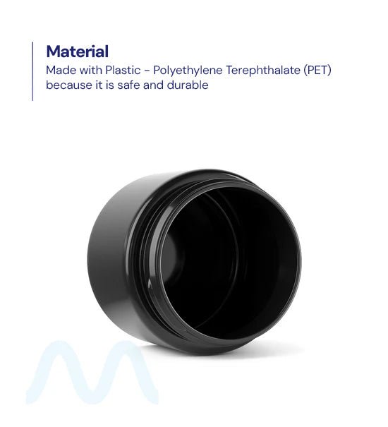 Straight Sided Black Plastic PCR Jars | 53mm - 3oz - 100 Count - 3