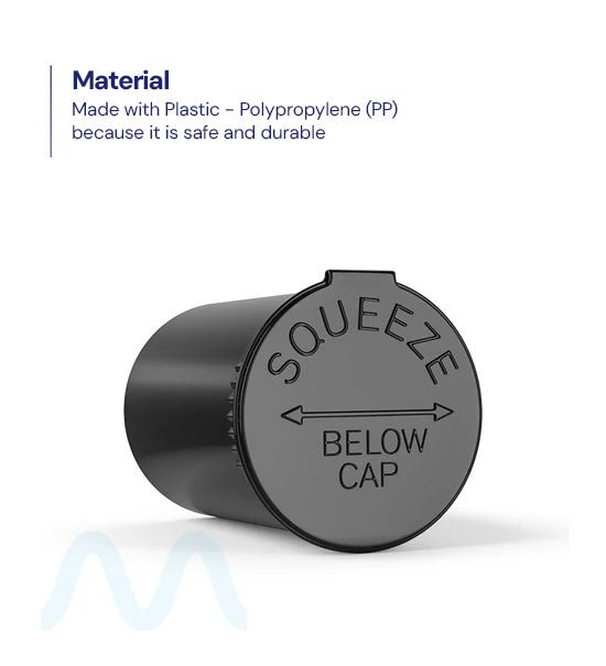 Child Resistant | Opaque Black Pop Top Bottles | 30dr - 7g - 150 Count - 3