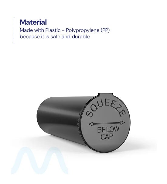 Child Resistant | Opaque Black Pop Top Bottles | 60dr - 14g - 75 Count - 4
