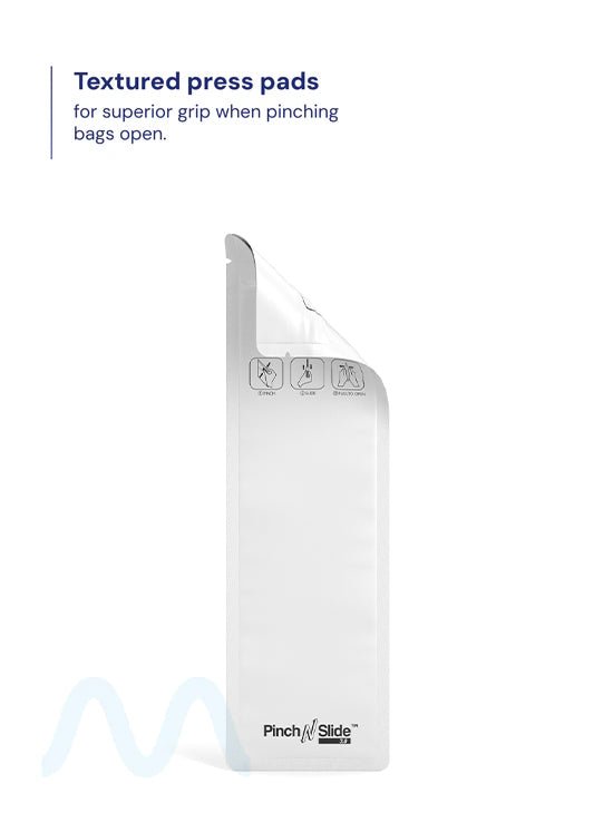 Child Resistant & Tamper Evident | Pinch N Slide 3.0 Matte White PCR Mylar Bags | 2.4in x 7.8in - 2.5g - 250 Count - 3