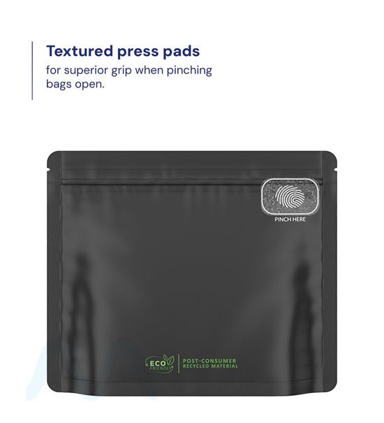 Child Resistant & Tamper Evident | Pinch N Slide 3.0 Matte Black PCR Mylar Exit Bags | 8in x 6.7in - 28g - 250 Count - 2