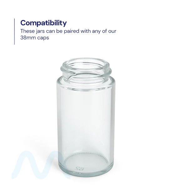 Wide Mouth Straight Sided Clear Glass Jars for Pre - Rolls | 38mm - 2oz - 180 Count - 4