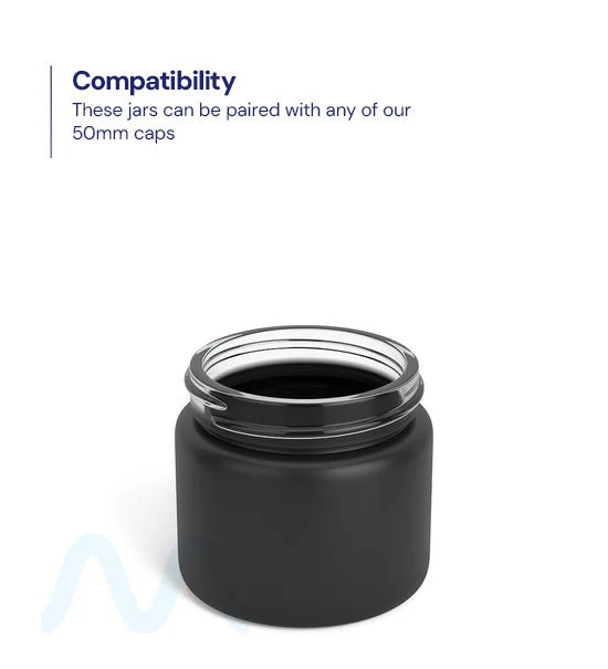 Straight Sided Matte Black Glass Jars | 50mm - 2oz - 200 Count - 2