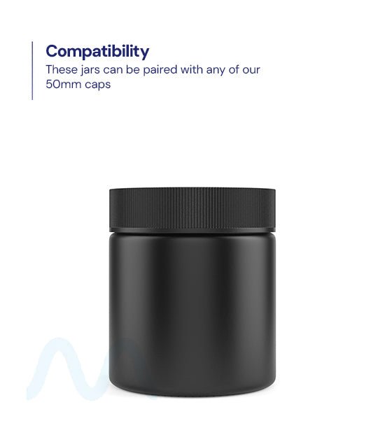 Straight Sided Matte Black Glass Jars | 50mm - 3oz - 100 Count - 2