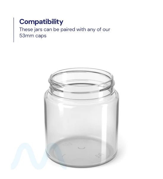 Straight Sided Clear Plastic PCR Jars | 53mm - 4oz - 100 Count - 2