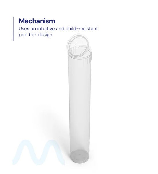 Child Resistant | King Size Pop Top Plastic Pre - Roll Tubes | 116mm - Clear - 1000 Count - 7