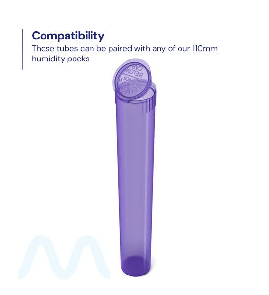 Child Resistant | King Size Pop Top Translucent Plastic Pre - Roll Tubes | 116mm - Purple - 1000 Count - 7