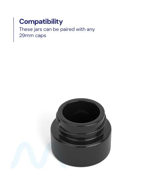 Child Resistant | Glossy Black Glass Concentrate Containers w/ Cap | 29mm - 5mL - 504 Count - 4
