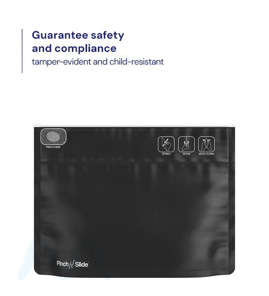 Child Resistant | Pinch N Slide ASTM Matte Black Mylar Exit Bags | 12in x 9in - 56g - 250 Count - 2