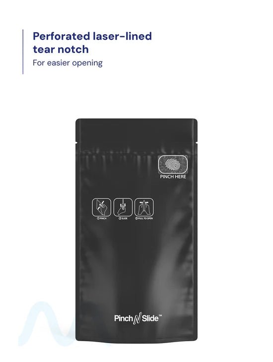Child Resistant & Tamper Evident | Pinch N Slide 3.0 Matte Black Mylar PCR Bags | 4in x 7.4in - 7g - 250 Count - 2