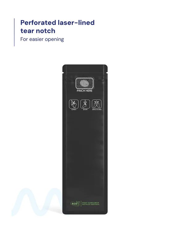 Child Resistant & Tamper Evident | Pinch N Slide 3.0 Matte Black PCR Mylar Bags | 2.4in x 7.8in - 2.5g - 250 Count - 2