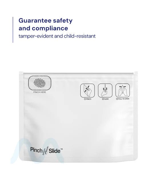 Child Resistant | Pinch N Slide ASTM Matte White Mylar PCR Exit Bags | 8in x 6in - 28g - 250 Count - 2