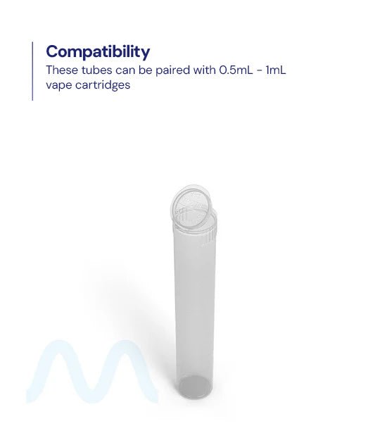 Child Resistant | Pop Top Vape Cartridge Tube | 80mm - Clear - 1000 Count - 8