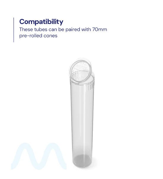 Child Resistant | Pop Top Plastic Pre - Roll Tubes | 78mm - Clear - 1200 Count - 9