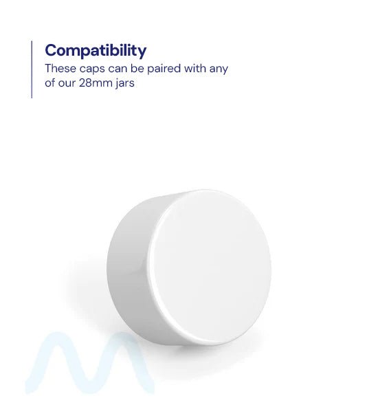 Child Resistant | Smooth Push Down & Turn Plastic PCR Caps w/ Foil Liner | 28mm - Glossy White - 504 Count - 3