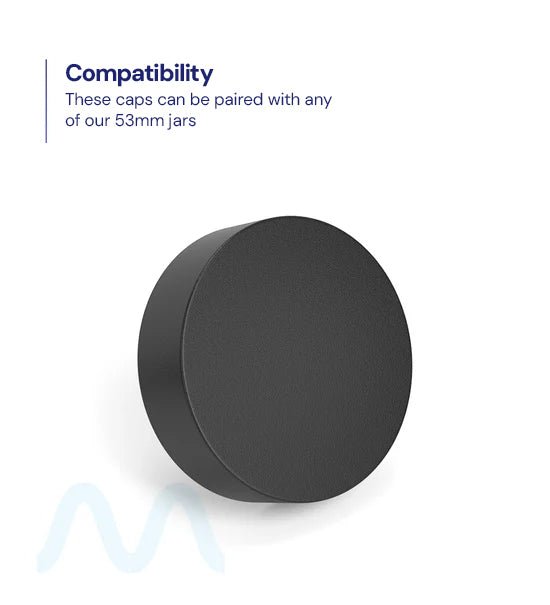 Child Resistant | Flat Push Down & Turn Plastic PCR Caps w/ Foam Liner | 53mm - Matte Black - 120 Count - 3