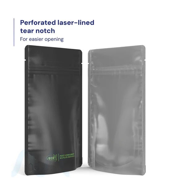 Tamper Evident | Matte Black Vista PCR Mylar Bags (Tear Notch) | 4in x 6.5in - 7g - 1000 Count - 4