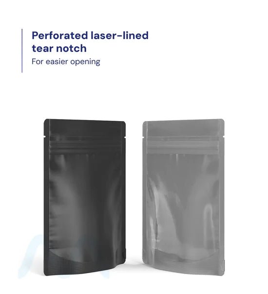 Tamper Evident | Matte Black Vista Mylar Bags (Tear Notch) | 3.62in x 5in - 3.5g - 1000 Count - 4