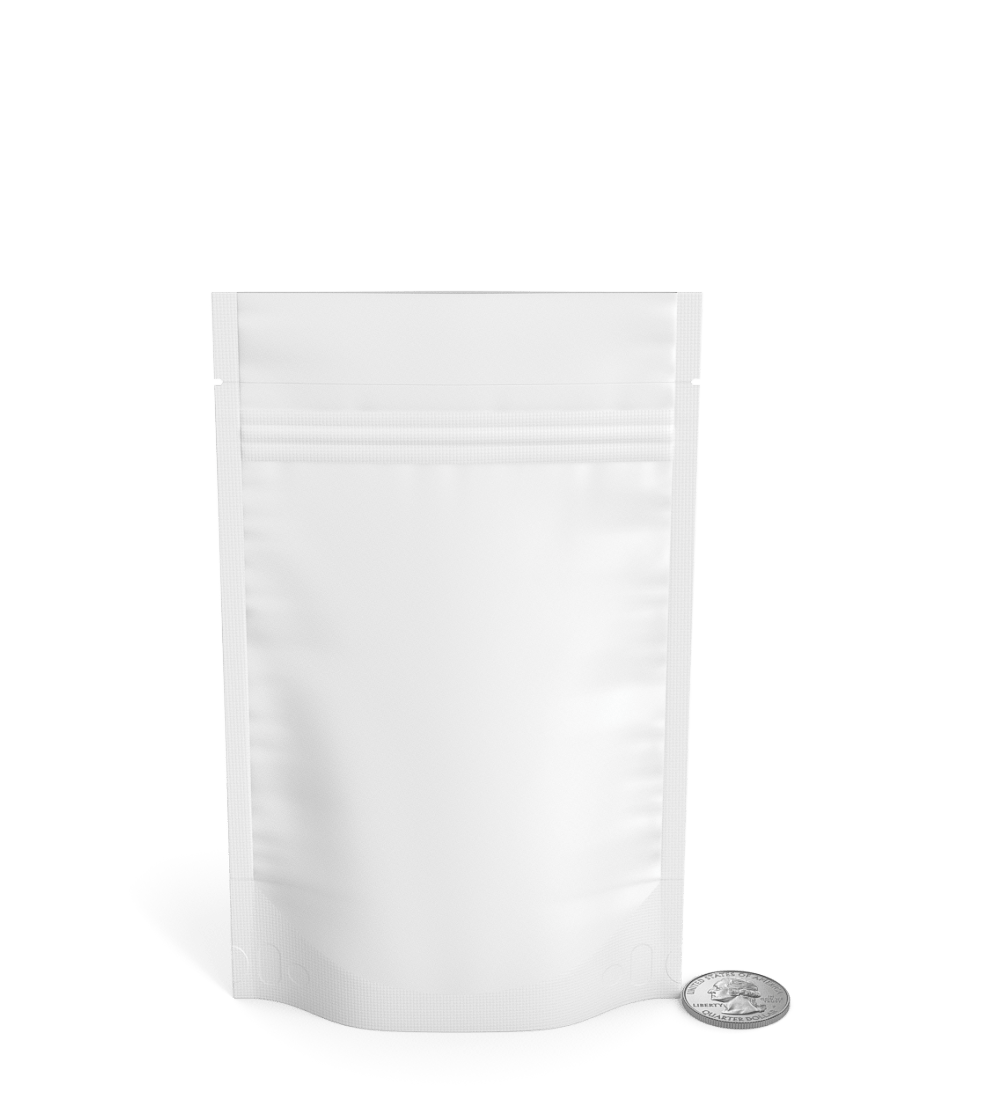 Tamper Evident | Matte White Mylar Bag (Tear Notch) | 4in x 6.5in - 7g - 1000 Count - 6