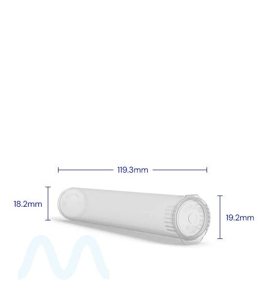Child Resistant | King Size Pop Top Plastic Pre - Roll Tubes | 116mm - Clear - 1000 Count - 3