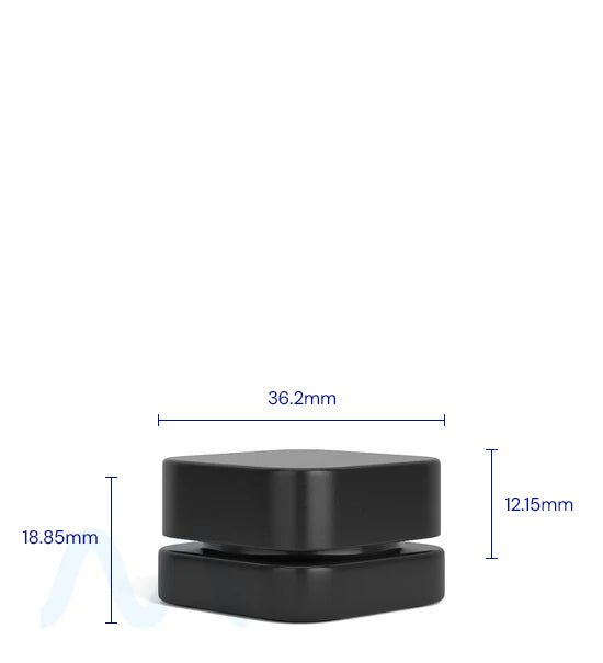 Child Resistant | Qube Black Glass Concentrate Jar w/ Black Cap | 32mm - 5mL - 250 Count - 1