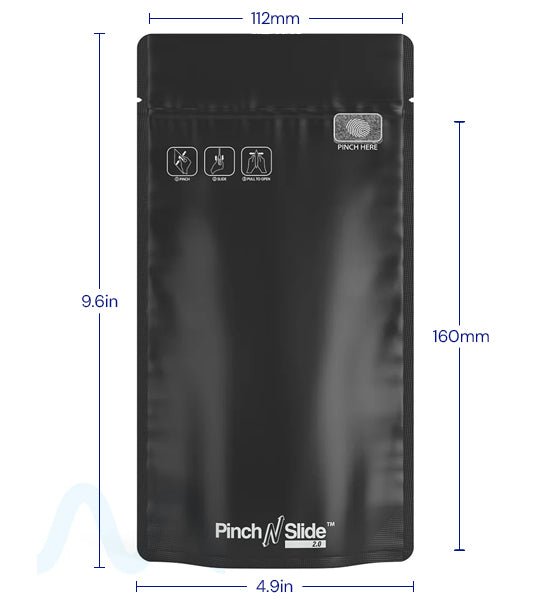 Child Resistant & Tamper Evident | Pinch N Slide 3.0 Matte Black PCR Mylar Bags | 5in x 8.8in - 14g - 250 Count - 4