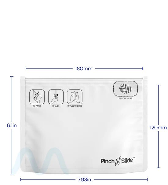 Child Resistant | Pinch N Slide ASTM Matte White Mylar PCR Exit Bags | 8in x 6in - 28g - 250 Count - 4