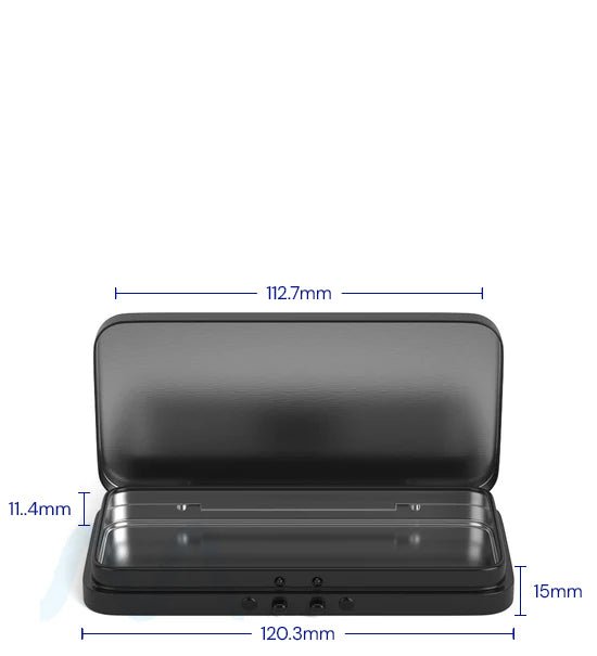 Child Resistant & Sustainable | Hinged - Lid Large Pre - Rolls Box | 120mm x 58mm - Black Tin - 100 Count - 2