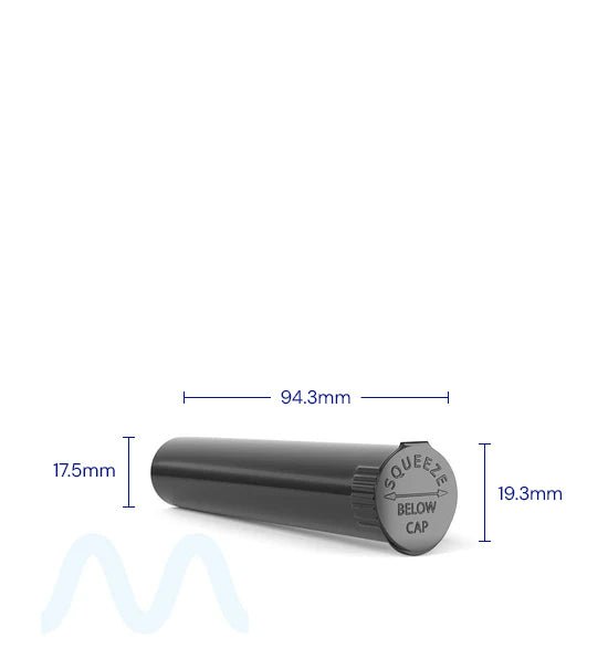 Child Resistant | Pop Top Opaque Plastic Pre - Roll Tubes | 95mm - Black - 1000 Count - 2