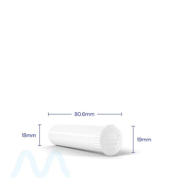 Child Resistant | Pop Top Opaque Plastic Pre - Roll Tubes | 80mm - White - 1000 Count - 3