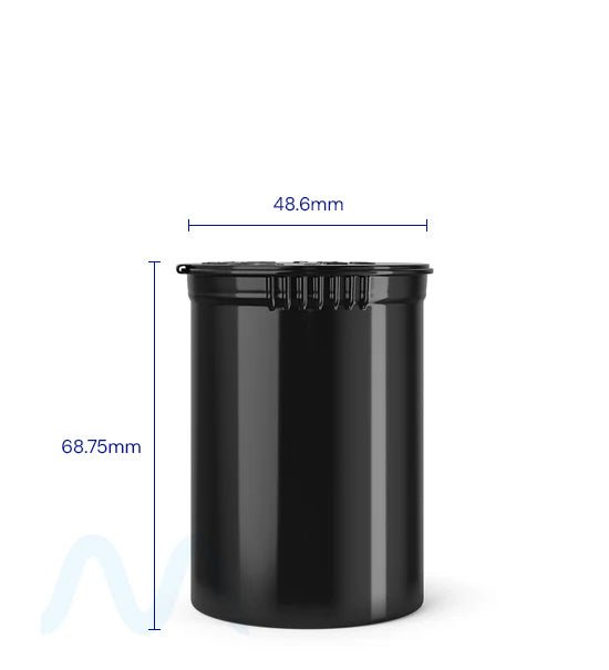 Child Resistant | Opaque Black Pop Top Bottles | 30dr - 7g - 150 Count - 2