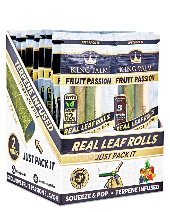 KING PALM | 'Retail Display' Natural Leaf Mini Rolls Blunt Wraps | 85mm - Fruit Passion - 20 Count Image