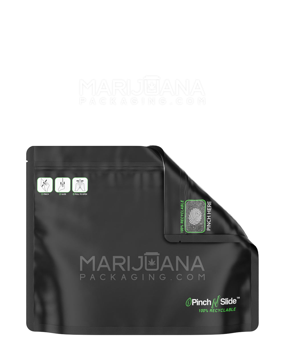 Child Resistant & Tamper Evident | 100% Recyclable Pinch N Slide 3.0 Matte Black Mylar Exit Bags | 12in x 9in - 56g - 3