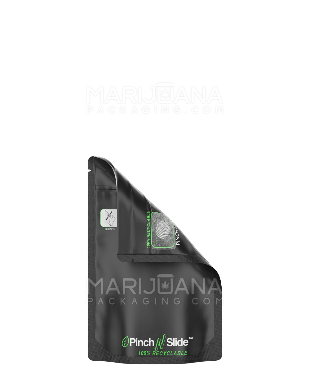 Child Resistant & Tamper Evident | 100% Recyclable Pinch N Slide 3.0 Matte Black Mylar Bags | 3.6in x 5.7in - 3.5g - 3