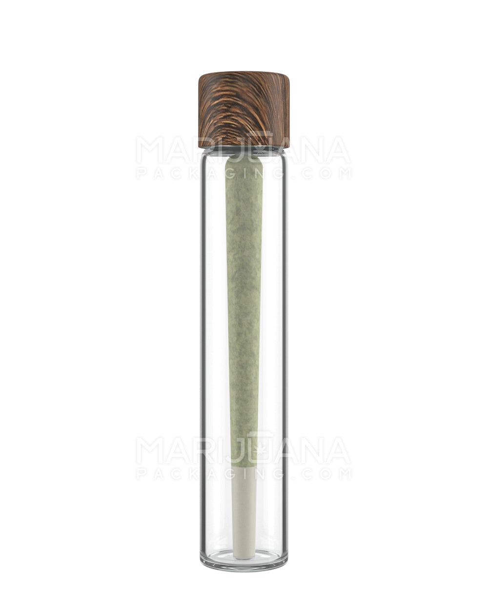 Child Resistant Smooth Push Down & Turn Flat Plastic Caps for Glass Tube w/ Foam Liner | 18mm - Teak Wood | Sample - 5
