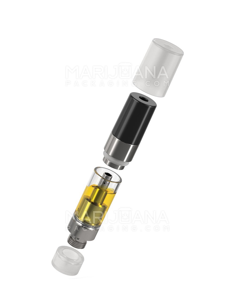 Ceramic Core Glass Vape Cartridge with Round Black Plastic Mouthpiece | 0.5mL - Press On - 100 Count - 8