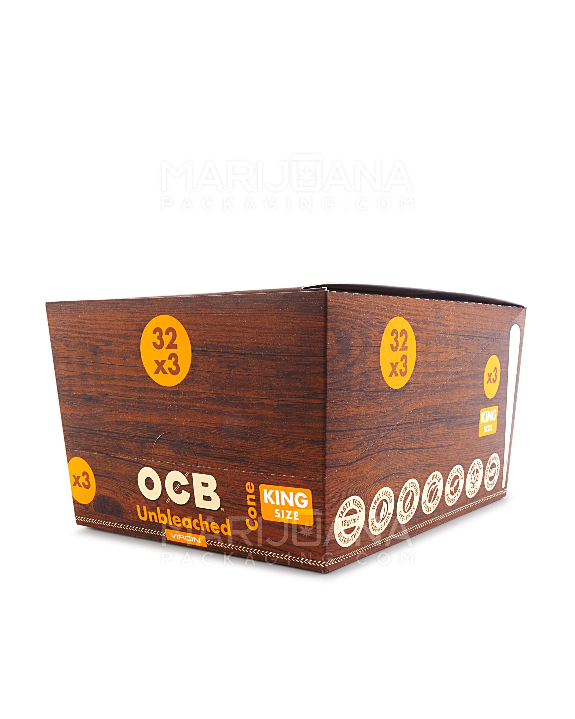 OCB | 'Retail Display' King Size Thin Pre-Rolled Cones | 109mm - Unbleached Paper - 32 Count - 4