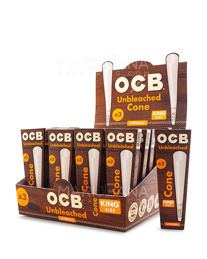 OCB | 'Retail Display' King Size Thin Pre-Rolled Cones | 109mm - Unbleached Paper - 32 Count Image