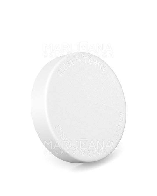 POLLEN GEAR Child Resistant Kolossus Push Down & Turn Plastic Caps w/ PE Foam Liner | 66mm - Matte White | Sample