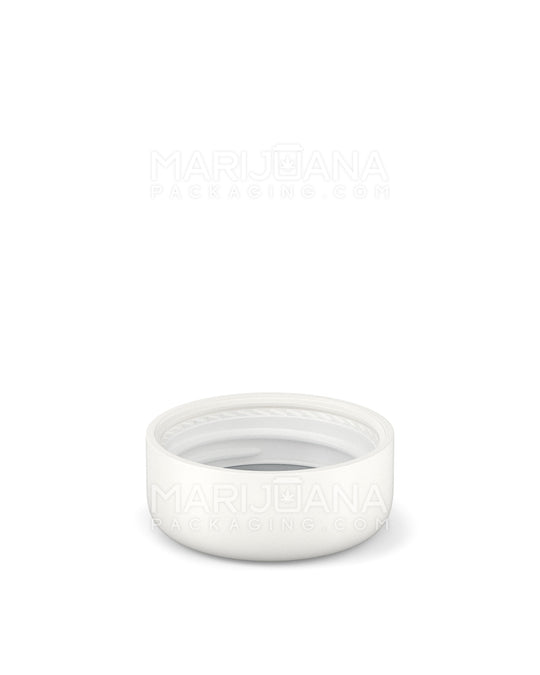 POLLEN GEAR | HiLine Child Resistant Smooth Push Down & Turn Plastic Round Caps w/ 3-Layer Liner | 29mm - Matte White - 308 Count - 4