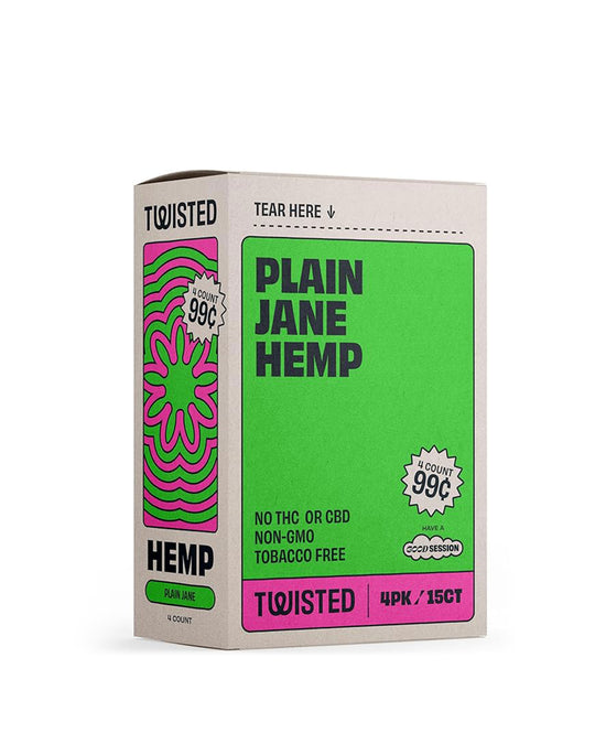 TWISTED HEMP | 'Retail Display' Blunt Wraps | 100mm - Plain Jane - 15 Count