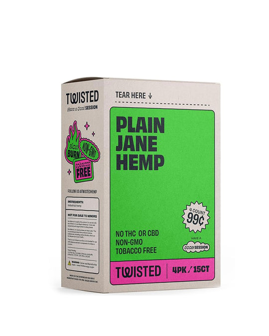 TWISTED HEMP | 'Retail Display' Blunt Wraps | 100mm - Plain Jane - 15 Count