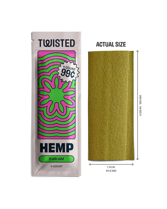 TWISTED HEMP | 'Retail Display' Blunt Wraps | 100mm - Plain Jane - 15 Count