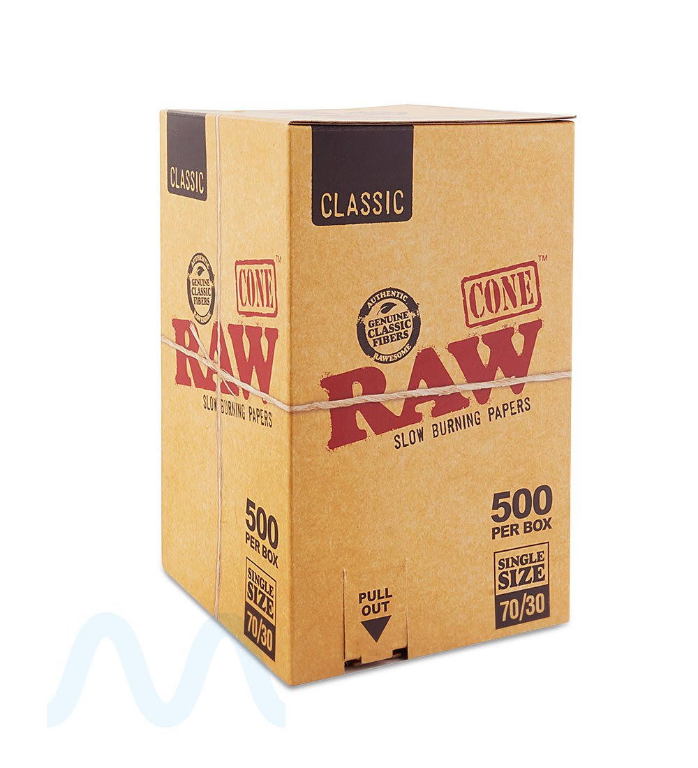 RAW | Classic Single Size Pre - Rolled Cones | 70mm - Unbleached Paper - 500 Count - 1