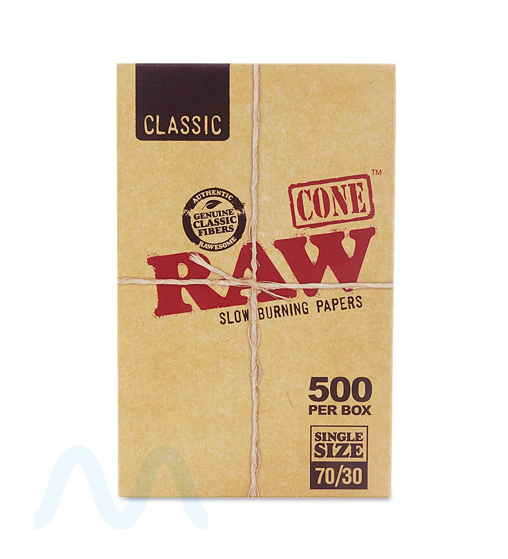 RAW | Classic Single Size Pre - Rolled Cones | 70mm - Unbleached Paper - 500 Count - 2