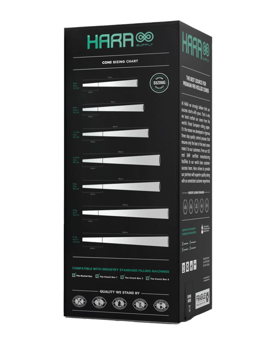 Hara Supply | King Size Pre-Rolled Cones w/ Filter Tip | 109mm - Bleached Paper - 800 Count